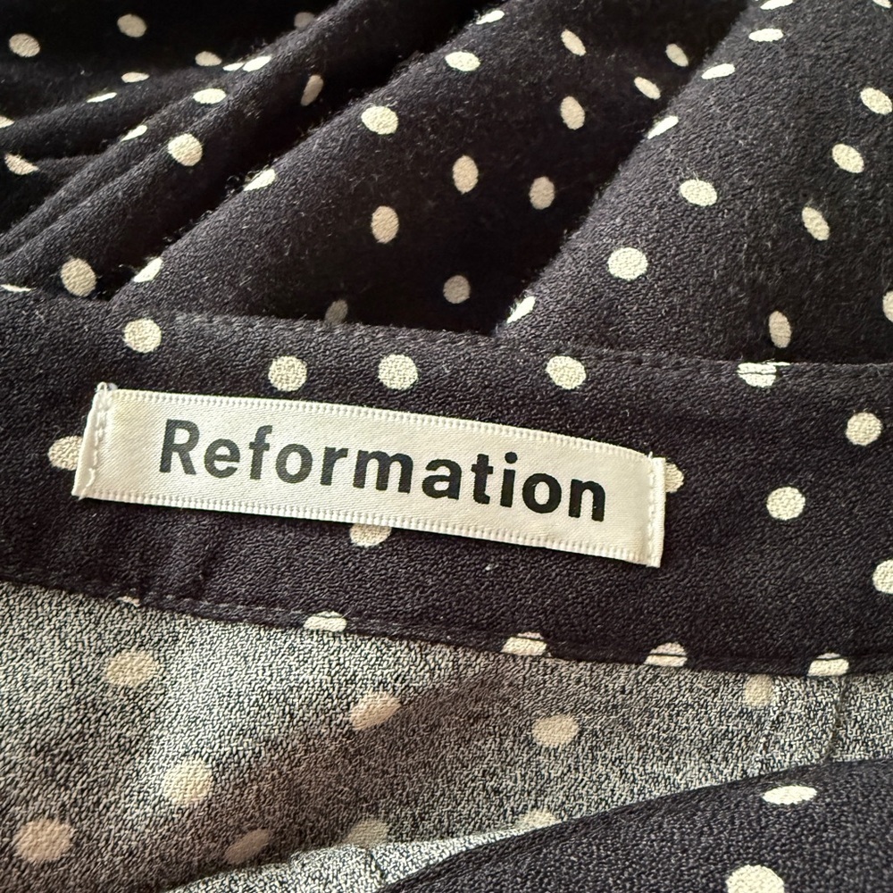 Reformation - Black Polka Dot Fabric WIde Leg Pants - 4 - Picture 9 of 12